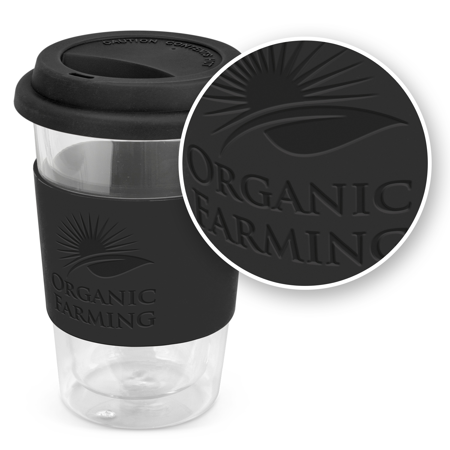 Meredith Aztec Double Wall Glass Cup 350ml debossing Meredith Aztec Double Wall Glass Cup 350ml debossing