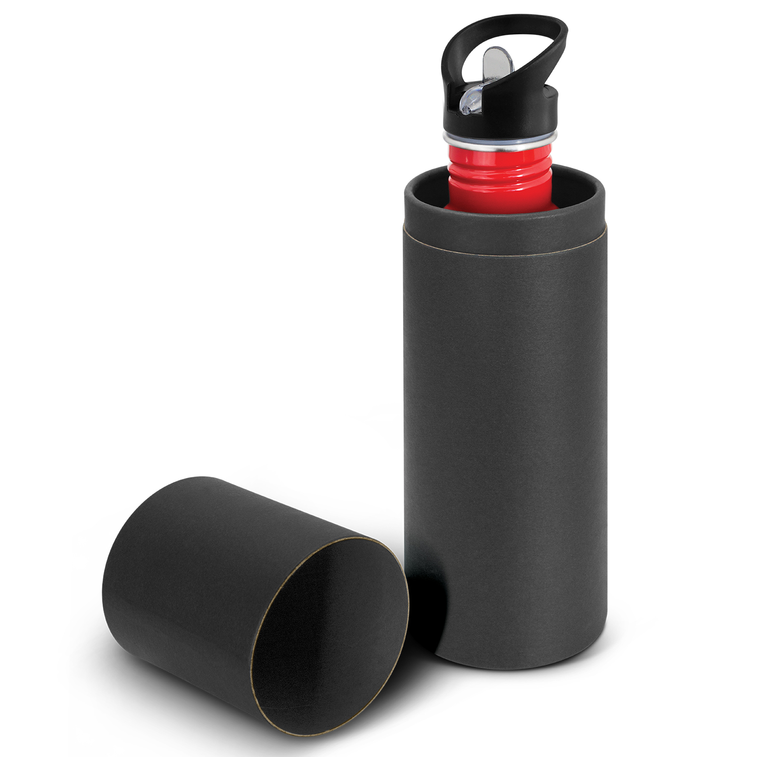 Mirvac Eco Safe Drink Bottle black gift tube open Mirvac Eco Safe Drink Bottle black gift tube open