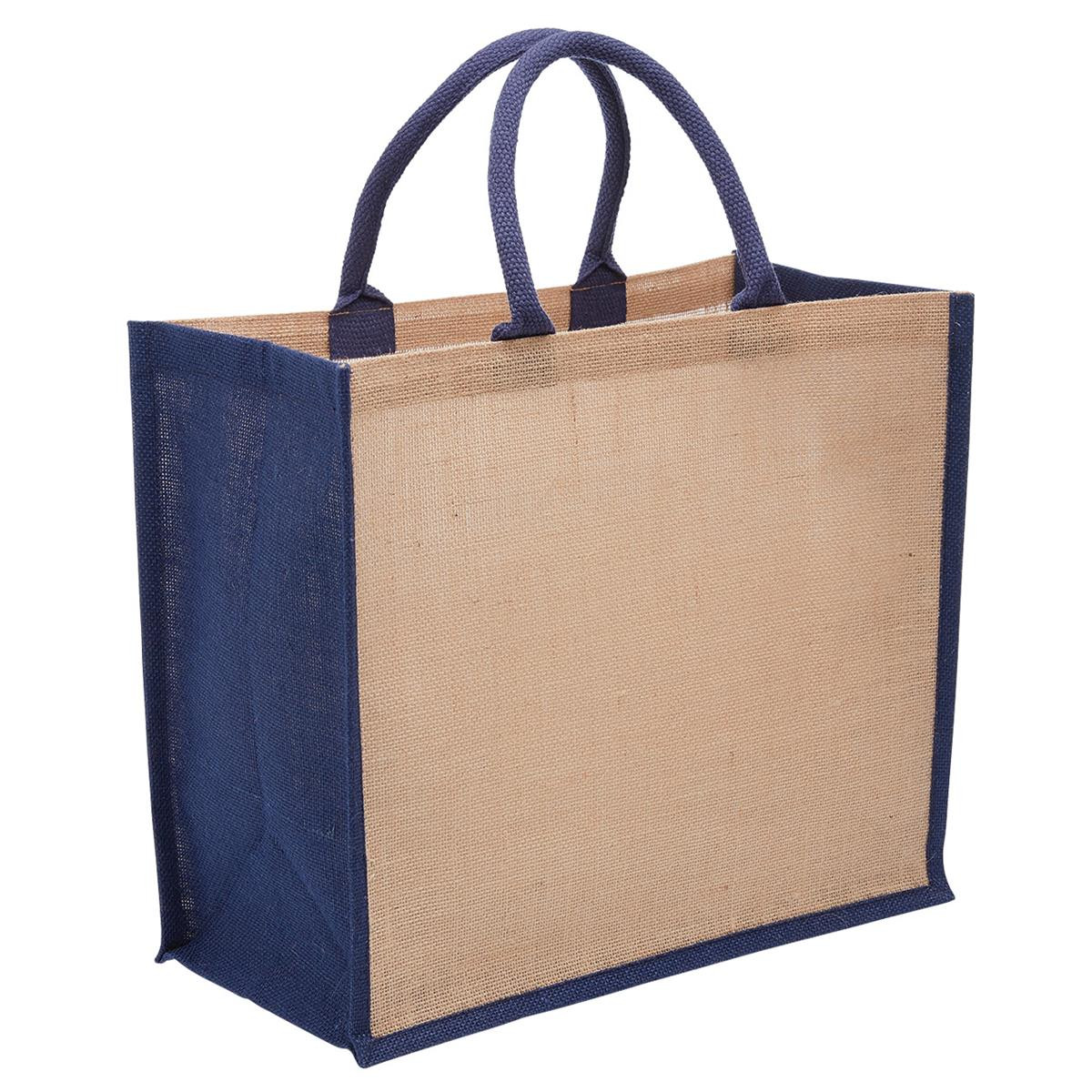 juna eco jute tote with gusset natural navy blue juna eco jute tote with gusset natural navy blue
