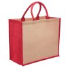 juna eco jute tote with gusset natural red juna eco jute tote with gusset natural red