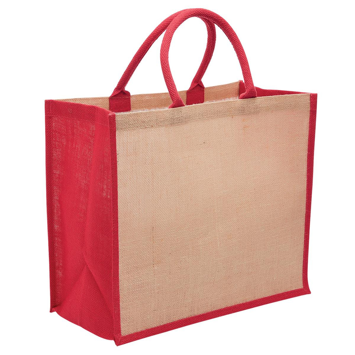 juna eco jute tote with gusset natural red juna eco jute tote with gusset natural red
