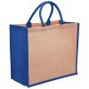 juna eco jute tote with gusset natural royal blue juna eco jute tote with gusset natural royal blue
