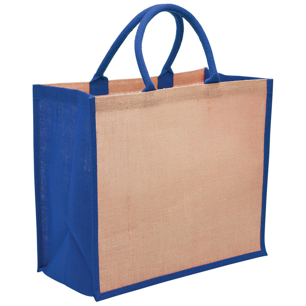 juna eco jute tote with gusset natural royal blue juna eco jute tote with gusset natural royal blue