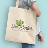 tweed natural look tote bag logo example