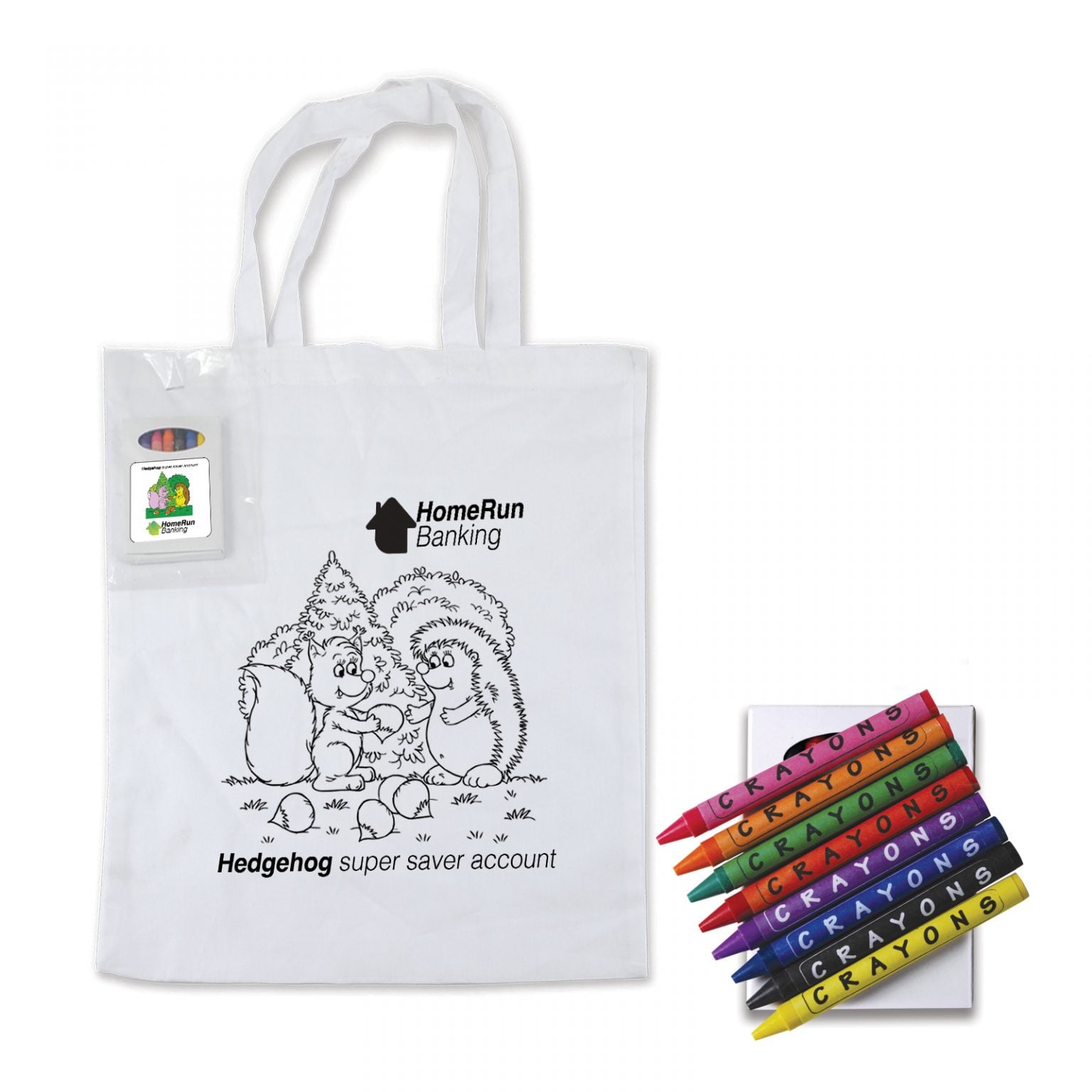 hobart colouring short handle cotton bag crayons main