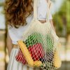 victoria cotton mesh foldaway tote bag feature
