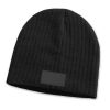 cable knit beanie with patch black