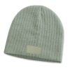cable knit beanie with patch light grey