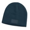 cable knit beanie with patch navy