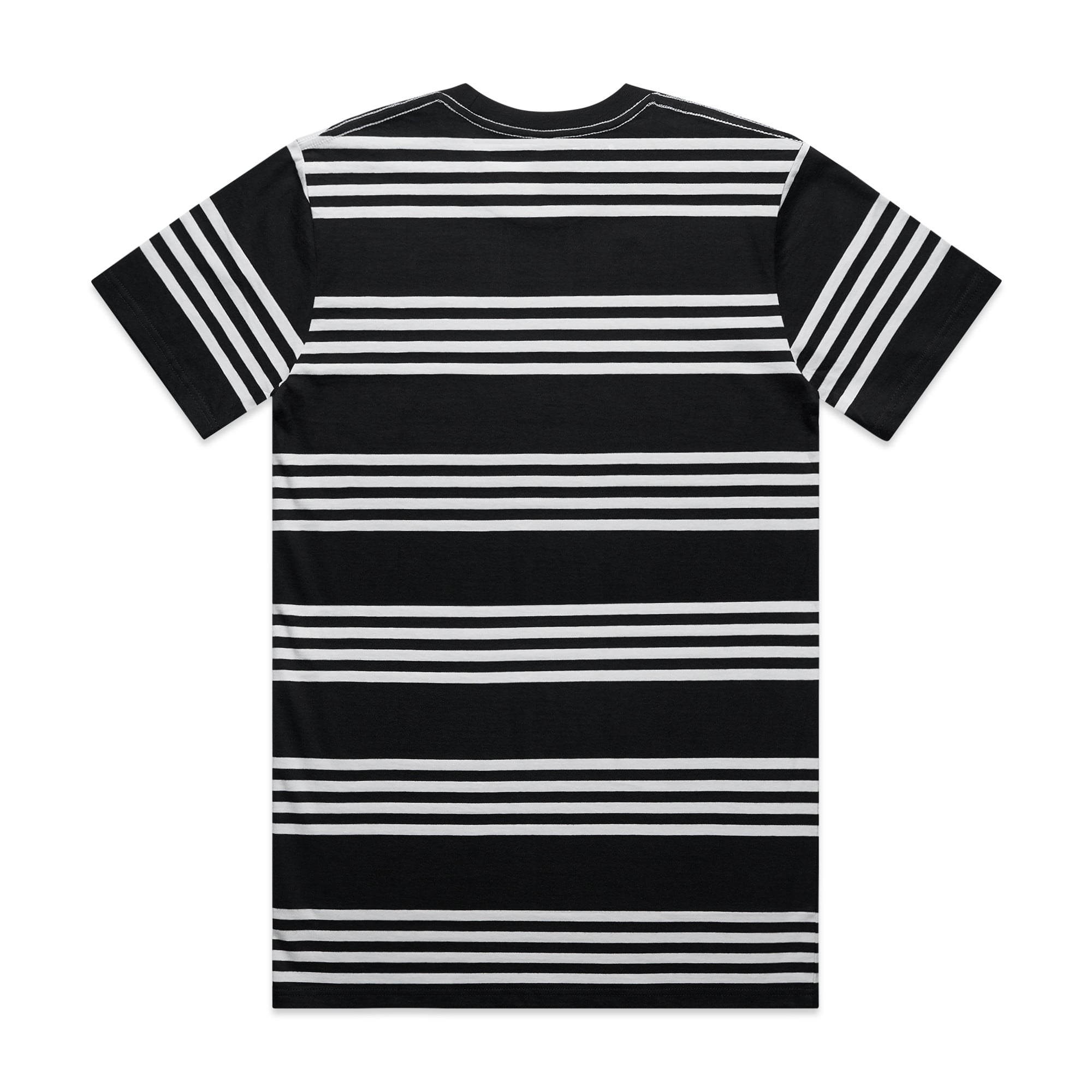 ASColour Mens Classic Quad Stripe Tee black white back ASColour Mens Classic Quad Stripe Tee black white back