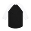 ASColour Mens Raglan Tee black white back ASColour Mens Raglan Tee black white back