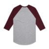 ASColour Mens Raglan Tee grey marle burgundy back ASColour Mens Raglan Tee grey marle burgundy back