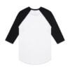 ASColour Mens Raglan Tee white black back ASColour Mens Raglan Tee white black back