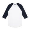 ASColour Mens Raglan Tee white navy back ASColour Mens Raglan Tee white navy back