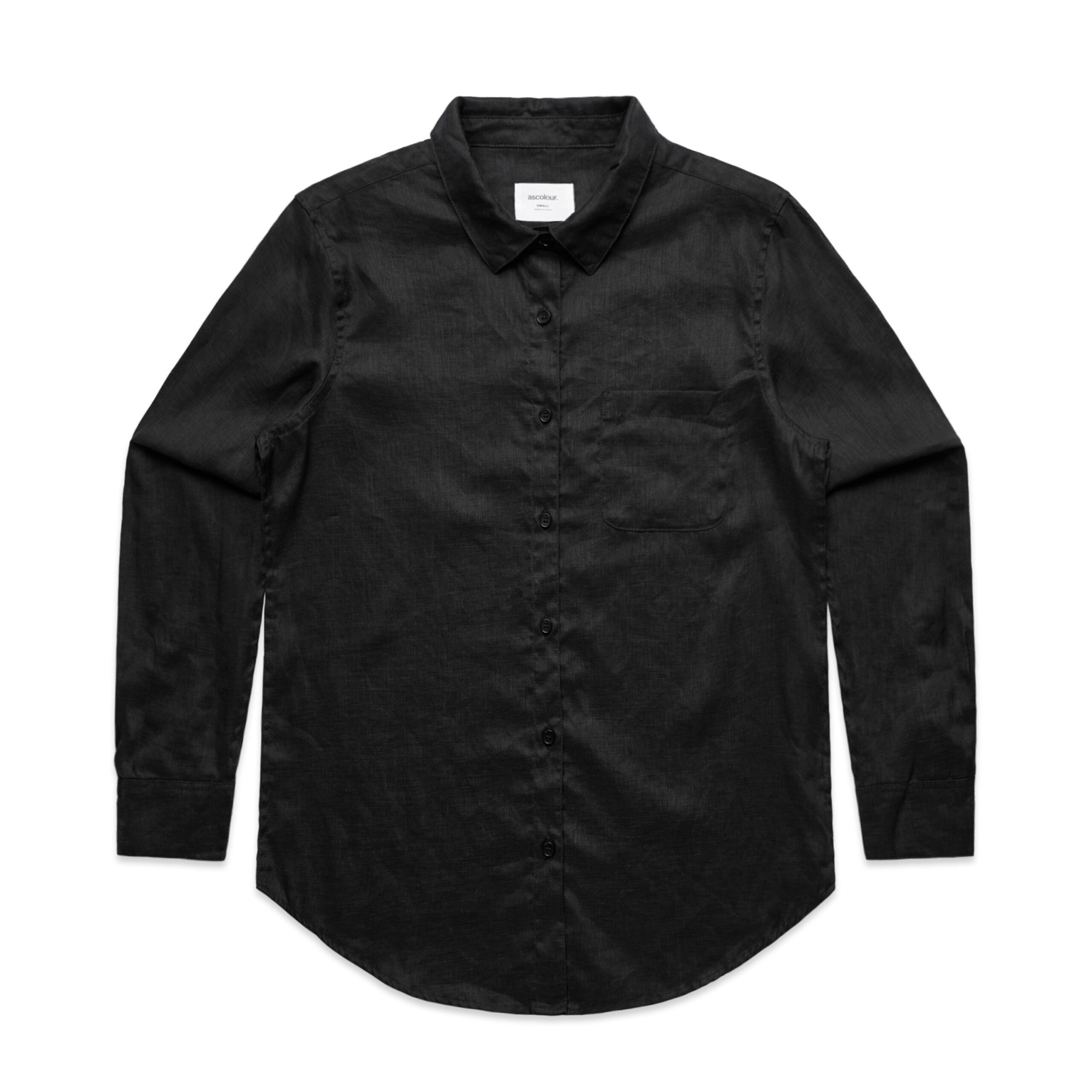 ASColour Womens Linen Shirt black scaled ASColour Womens Linen Shirt black scaled