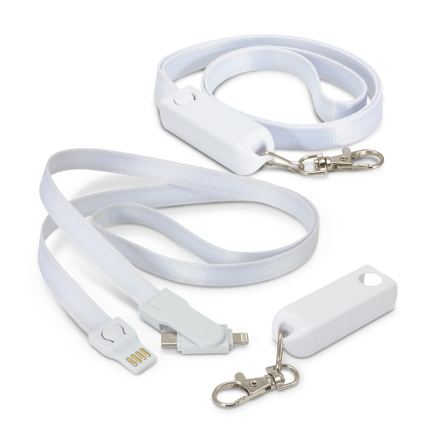 Cleve 3 in 1 Charging Lanyard white Cleve 3 in 1 Charging Lanyard white
