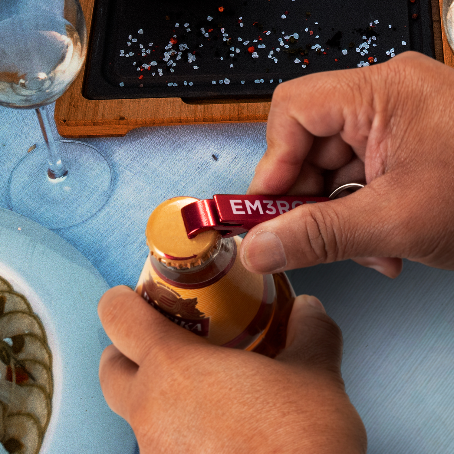 Jamberoo Snappy Metal Bottle Opener Key Ring feature Jamberoo Snappy Metal Bottle Opener Key Ring feature
