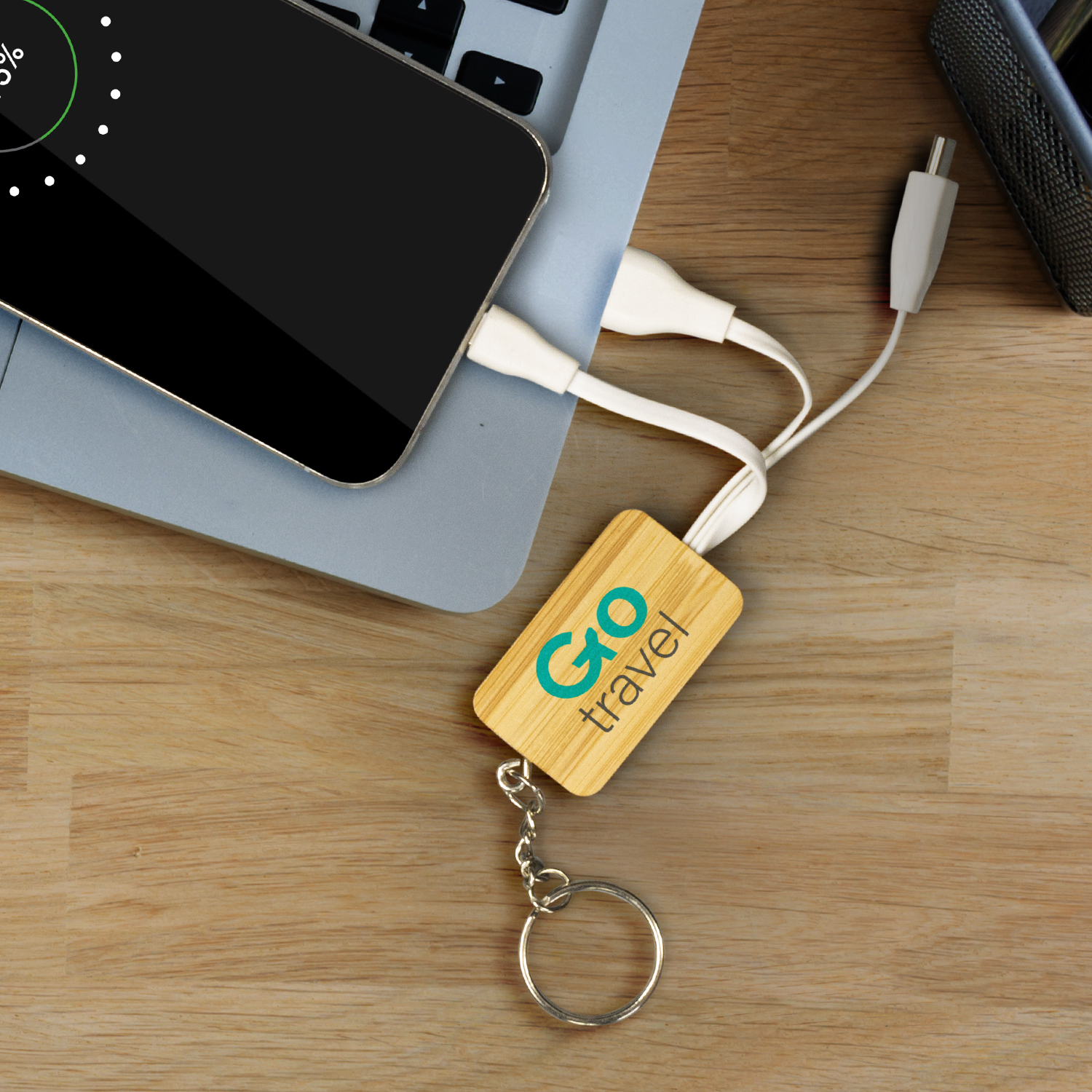 Maffra Bamboo Charging Cable Key Ring Rectangle feature Maffra Bamboo Charging Cable Key Ring Rectangle feature