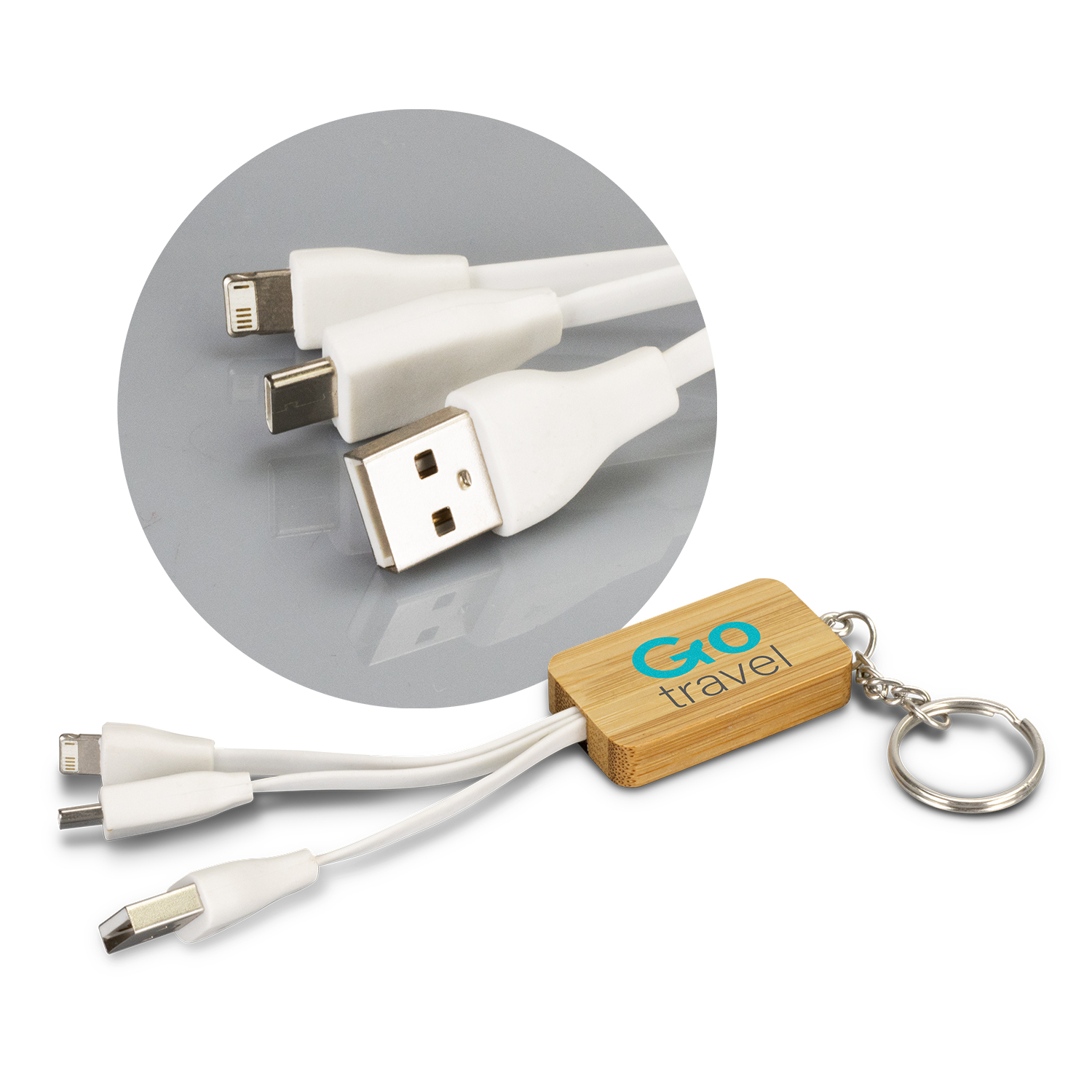 Maffra Bamboo Charging Cable Key Ring Rectangle main Maffra Bamboo Charging Cable Key Ring Rectangle main