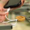 Maffra Bamboo Charging Cable Key Ring Round feature