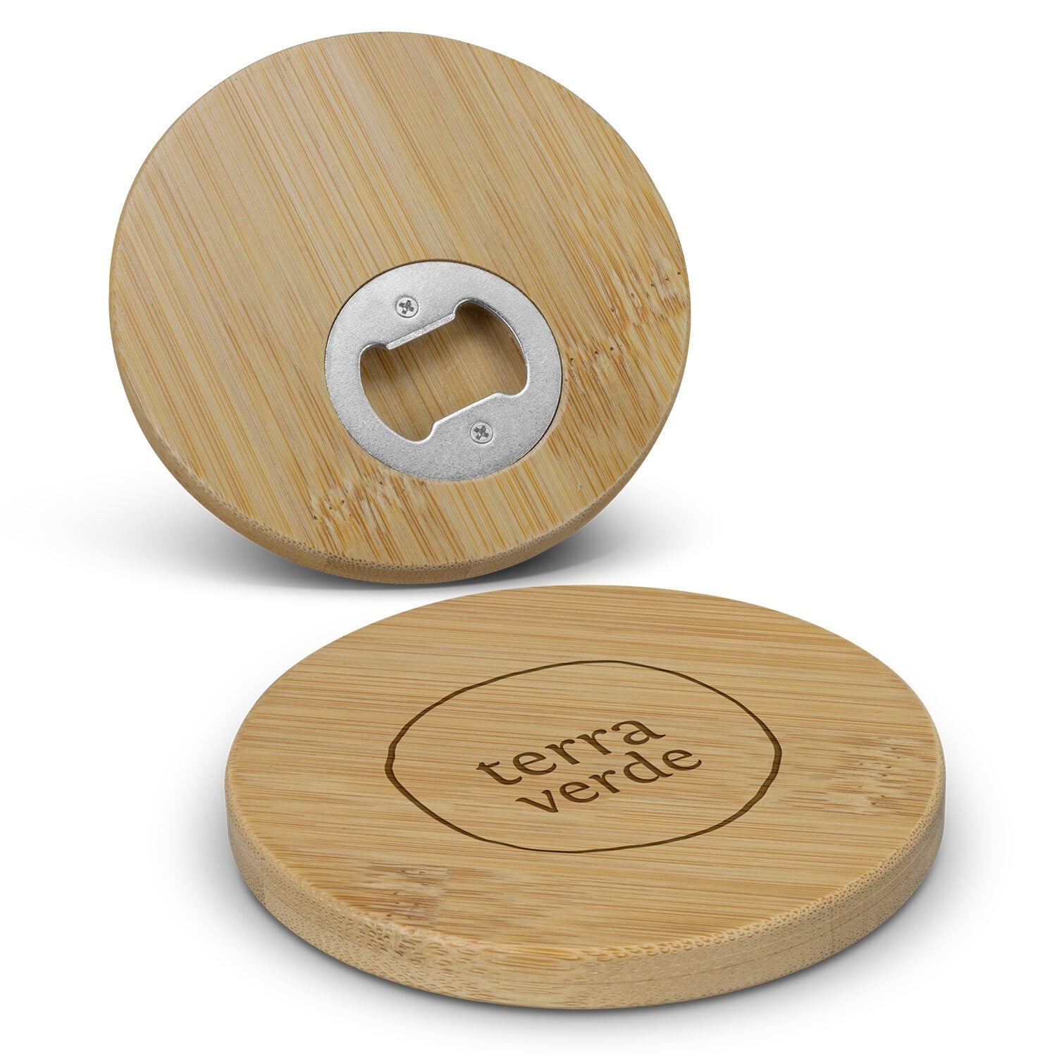 Hay Bamboo Bottle Opener Coaster Round main