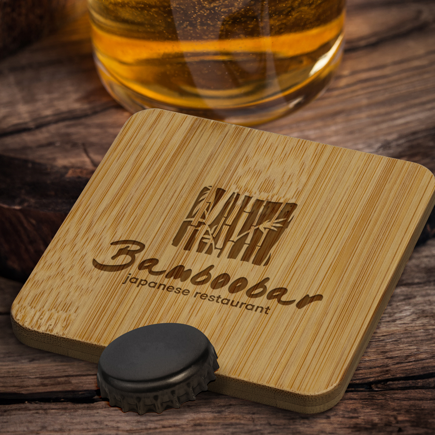 Hay Bamboo Bottle Opener Coaster Square feature Hay Bamboo Bottle Opener Coaster Square feature