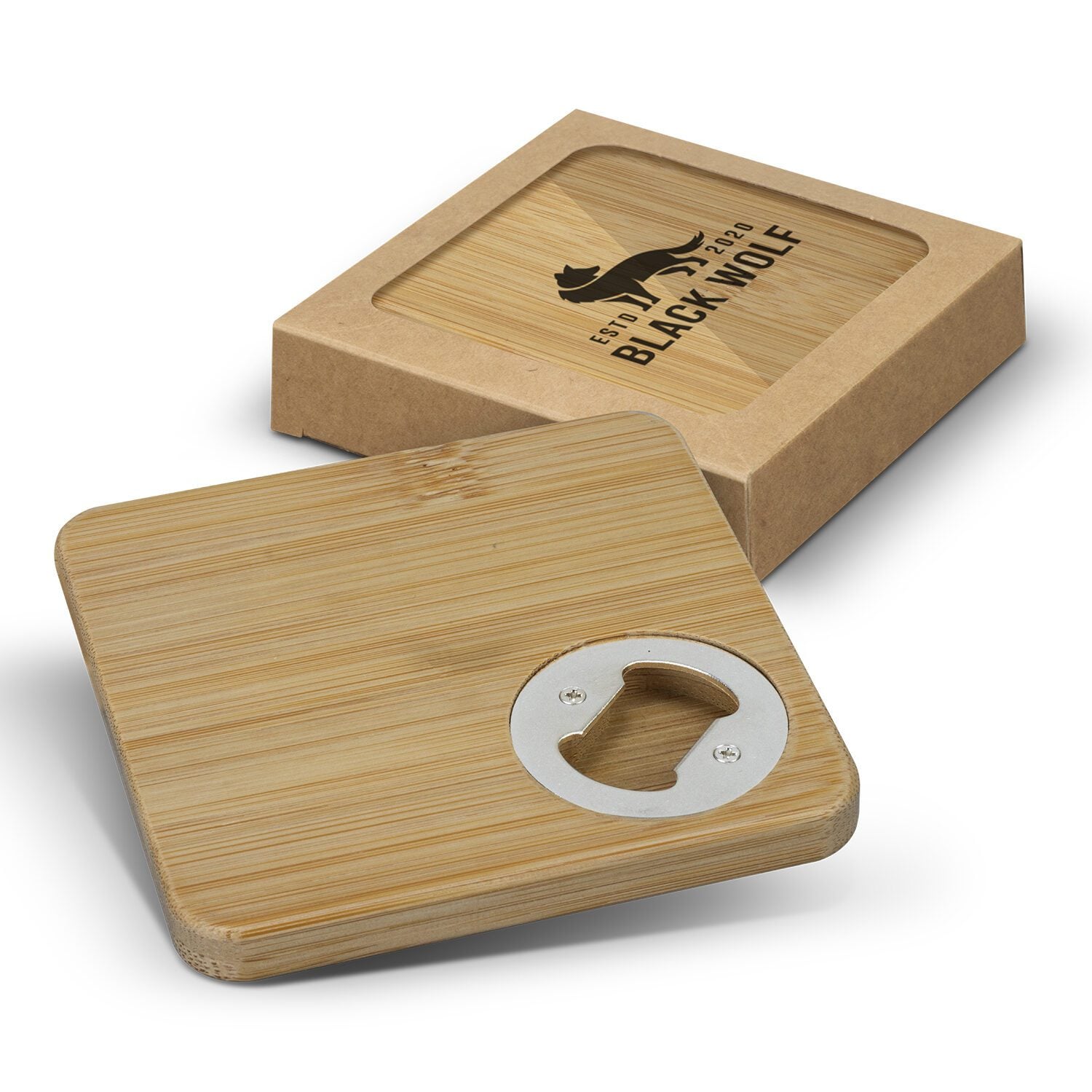 Keilor Bamboo Bottle Opener Coaster Set of 2 Square main