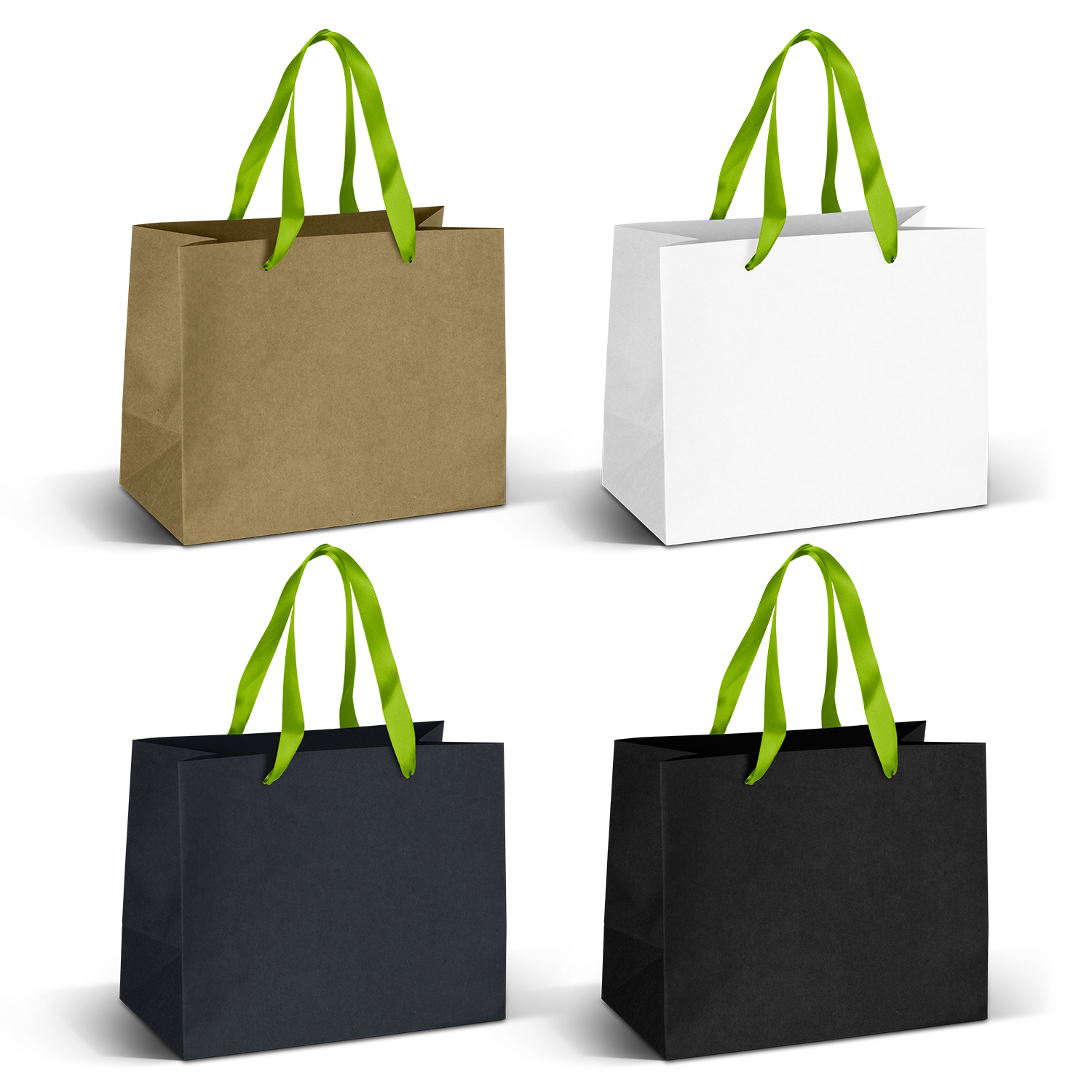 Finley Ribbon Handle Paper Bag Medium bright green ribbon Finley Ribbon Handle Paper Bag Medium bright green ribbon