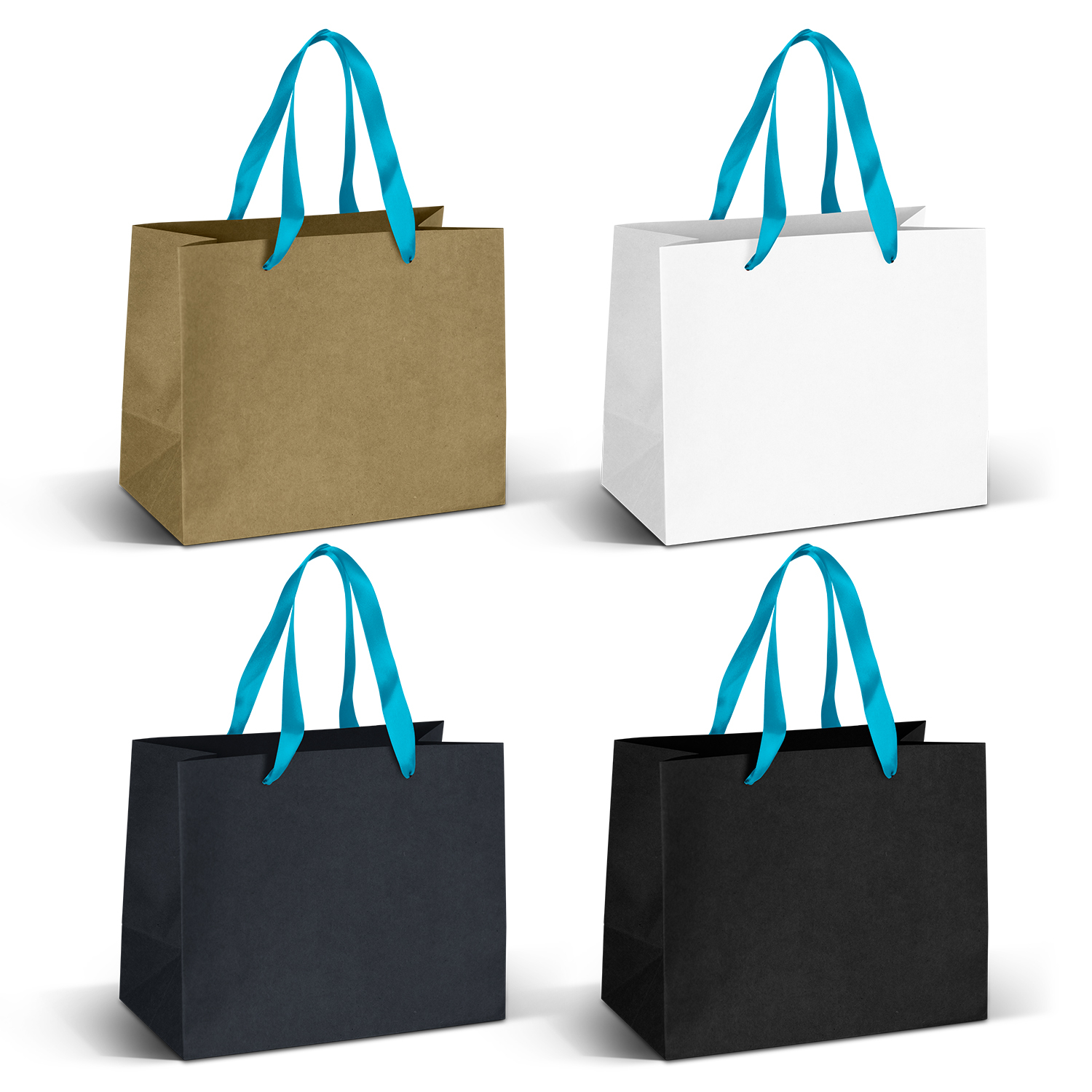 Finley Ribbon Handle Paper Bag Medium light blue ribbon Finley Ribbon Handle Paper Bag Medium light blue ribbon