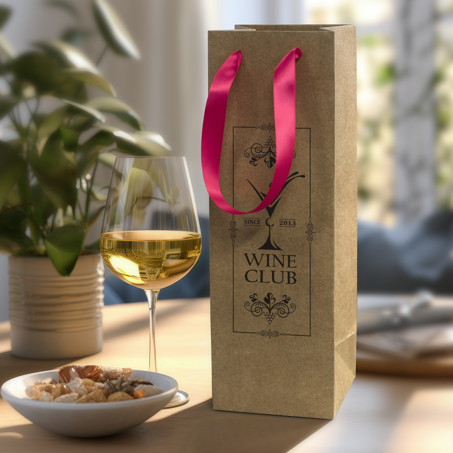 Guildford Champagne Ribbon Handle Paper Bag feature Guildford Champagne Ribbon Handle Paper Bag feature