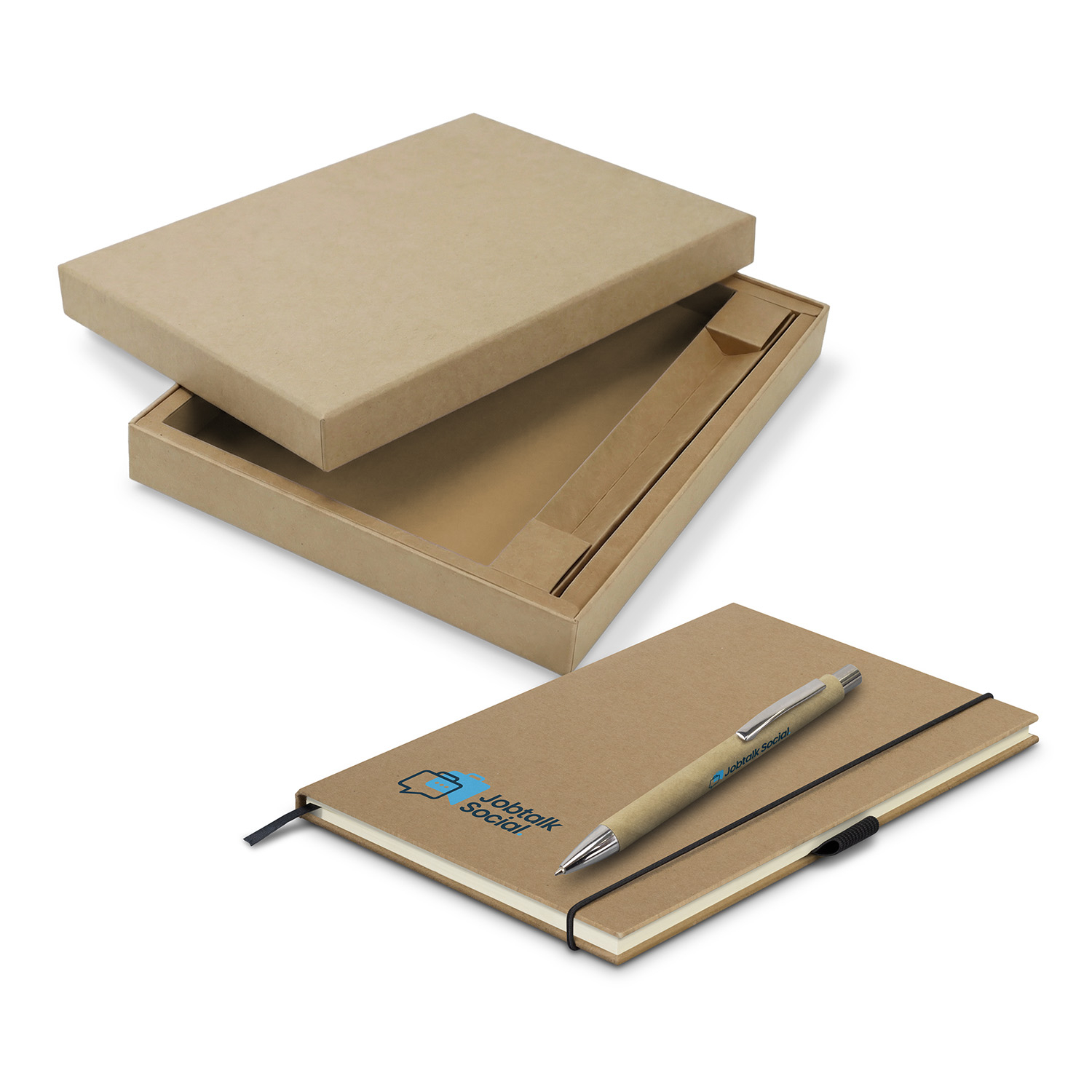 Nuriootpa Kraft Notebook and Pen Gift Set branding Nuriootpa Kraft Notebook and Pen Gift Set branding